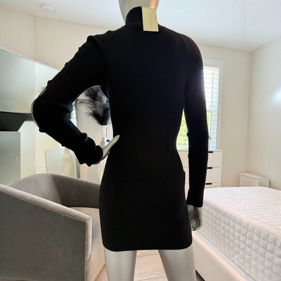 Ramy Brook Black Sweater Mini Dress with Cutout Long Sleeve Size XXS NWT - Picture 2 of 5